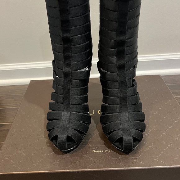 Gucci Stretch Strappy Black Bootie - Picture 1 of 5